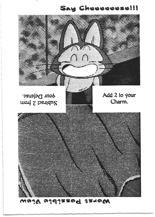 Scan of 'Say Cheeeeeese!!! / Worst Possible View' playtest card