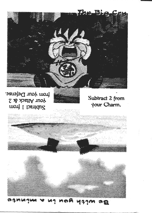 Scan of 'The Big Cry / Be with you in a minute' playtest card