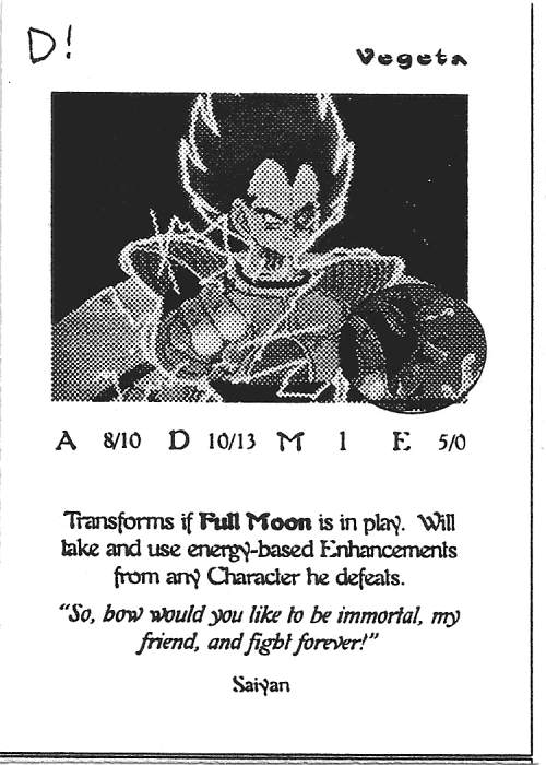 Scan of 'Vegeta' playtest card