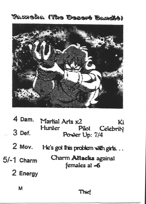 Scan of 'Yamcha (The Desert Bandit)' playtest card