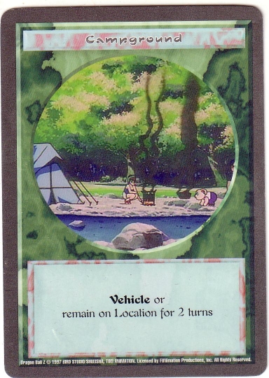 Misprinted 'Campground' card with a gray border.