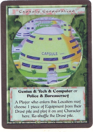 Misprinted 'Capsule Corporation' card with a gray border.