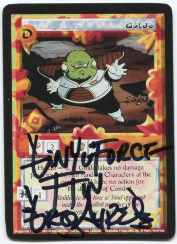 Guldo card signed by his Dragon Ball Kai voice actor Greg Ayres, AniMinneapolis 2017. From CJ Autographs.