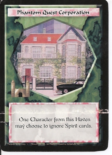 Misprinted 'Phantom Quest Corporation' card, with two white lines through it.