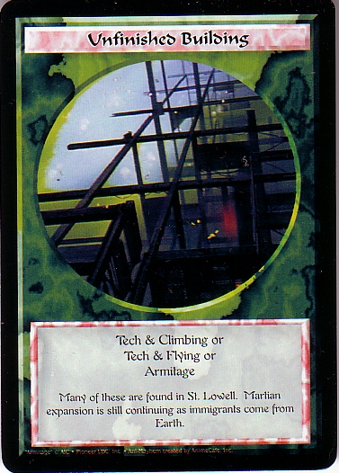 Misprinted 'Unfinished Building' card, with a yellow run over the image.