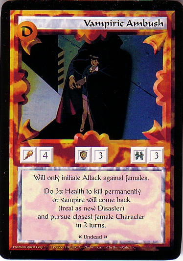 Misprinted 'Vampiric Ambush' card, with a yellow run over the left side of the image.